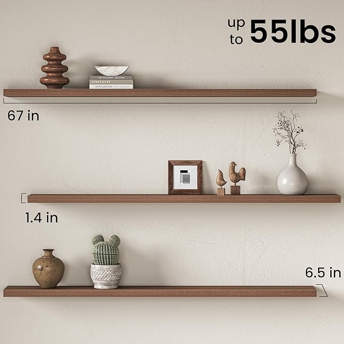 Fun Memories 67 Inch Fireplace Mantel Shelf, Deep Floating Shelves - Image 3