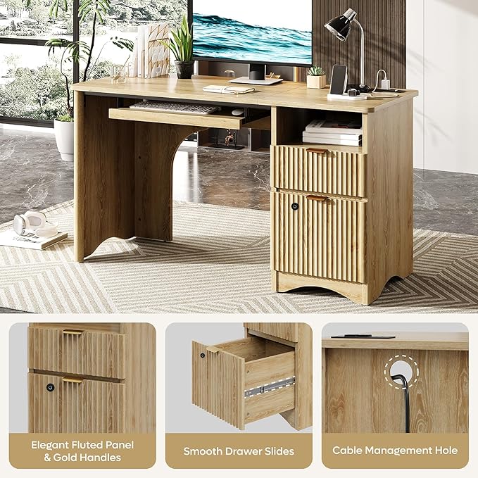 Bestier 55 Inch Wood Computer Desk - Image 5
