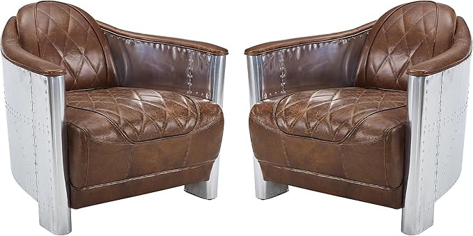 Art Leon Genuine Leather Accent Chair, Mid Century Industrial Armchair by ArtLeon