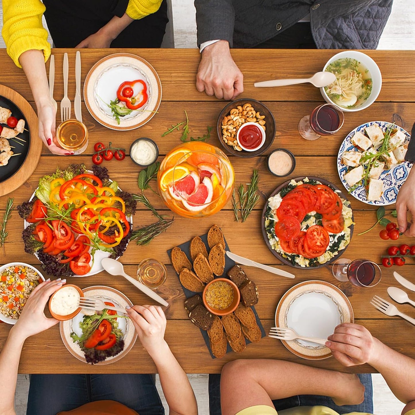 100% Compostable Knives 50 Count,Disposable Knives No Plastic Knives Heavy Duty Silverware, BPA-Free Cutlery Flatware Utensils Ecofriendly,Light Brown