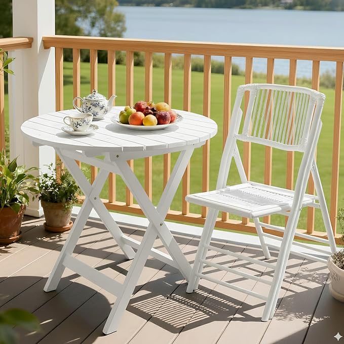 VINGLI Bamboo Folding Chair, Foldable Dining Wood Chairs Comfortable Seat - Image 8