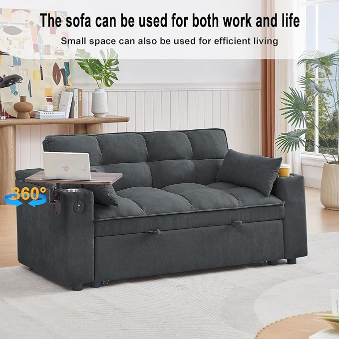 hansones ​66" Multi-Functional Pull-Out Sofa Bed - Image 4