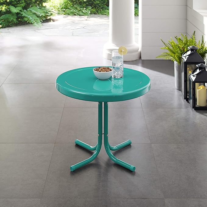 Crosley Furniture Griffith Weather Resistant Retro Metal Outdoor Side Table - Image 2
