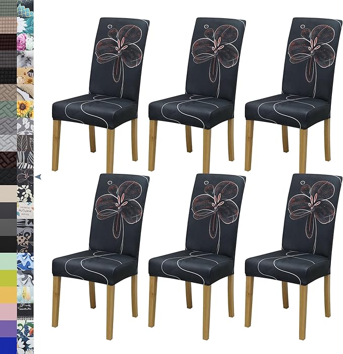 BIETYONE Stretch Dining Chair Covers Set of 6, Soft Removable Washable Kitchen by BIETYONE