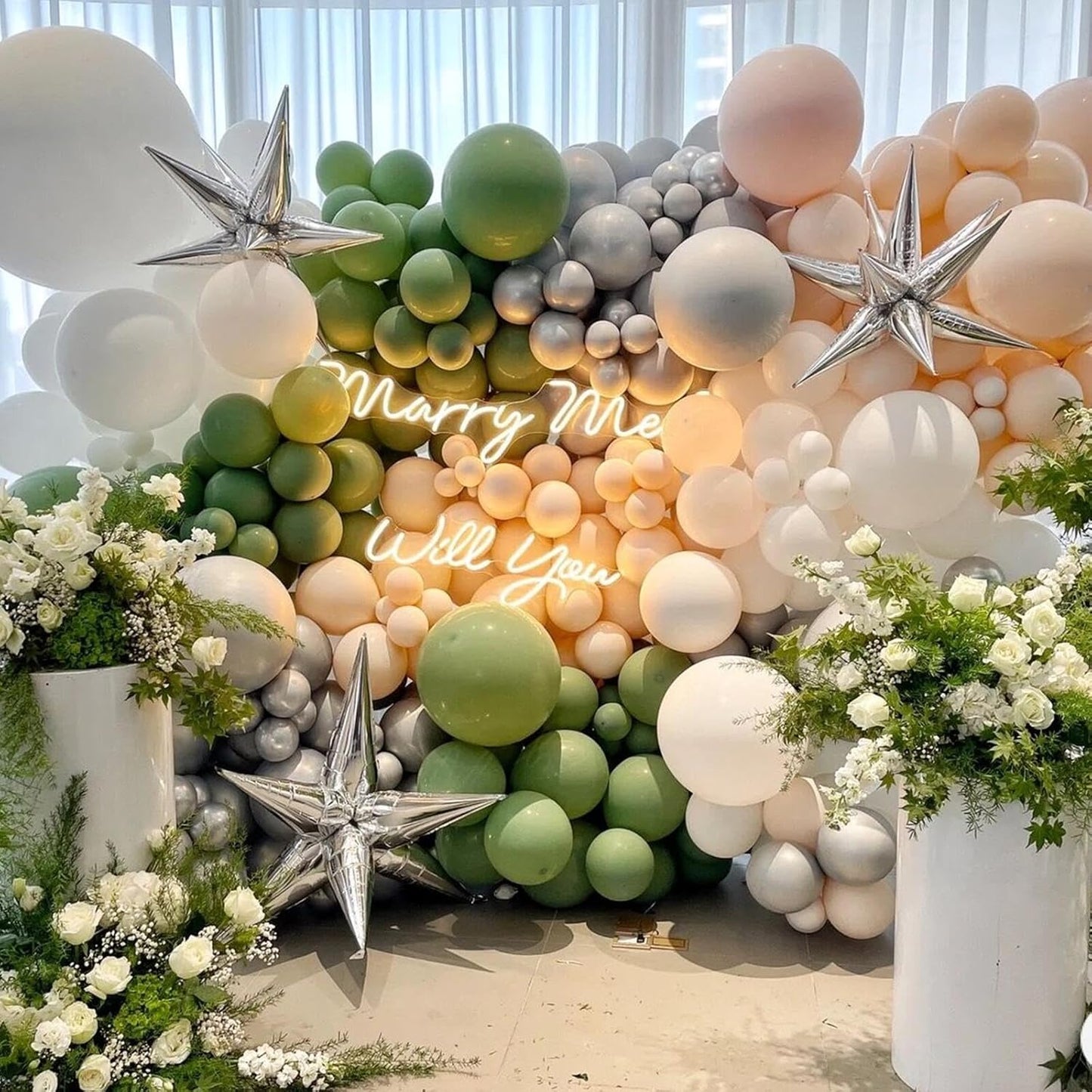 412pcs Sage Green Balloon Garland Arch Kit 18 12 10 5 Inch Different Sizes Matte Latex Olive Balloons for Baby Shower Birthday Wedding Jungle Dinosaur Summer Theme Party Decoration