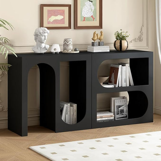 Bookshelf, Modular Storage Shelves Entryway Console Table Organizer by Homtique