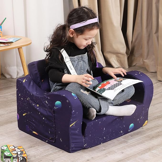 MOMCAYWEX Kids Sofa, 2-in-1 Flip-Out Foam Couch, Foldable Soft Play Lounge Chair - Image 4