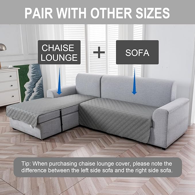 Genina L Shape Couch Cover, Sectional Couch Chaise Covers, Waterproof Washable - Image 2