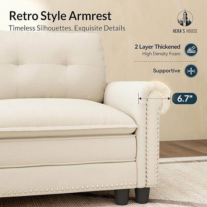 HERA'S HOUSE 116.11" Mid-Century Modern Couch, Oversized Sectional Couch - Image 6