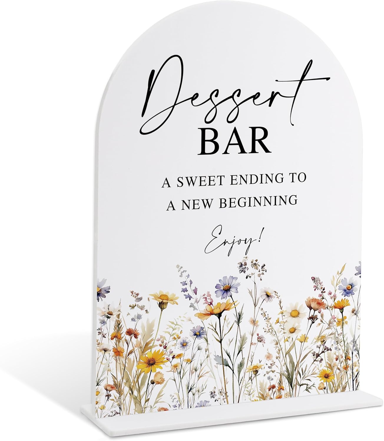 Wedding Signs for Ceremony and Reception, Boho Floral Acrylic Dessert Bar Sign, Wedding Signage with Stand, Bridal Shower Table Centerpieces, Supplies for Engagement Reception and Event Party, 25