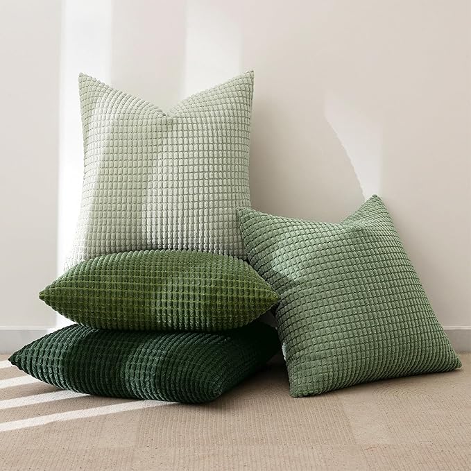 MIULEE Sage Green Pillow Covers 16x16 Inch Set of 4 Spring Boho Farmhouse Home - Image 5