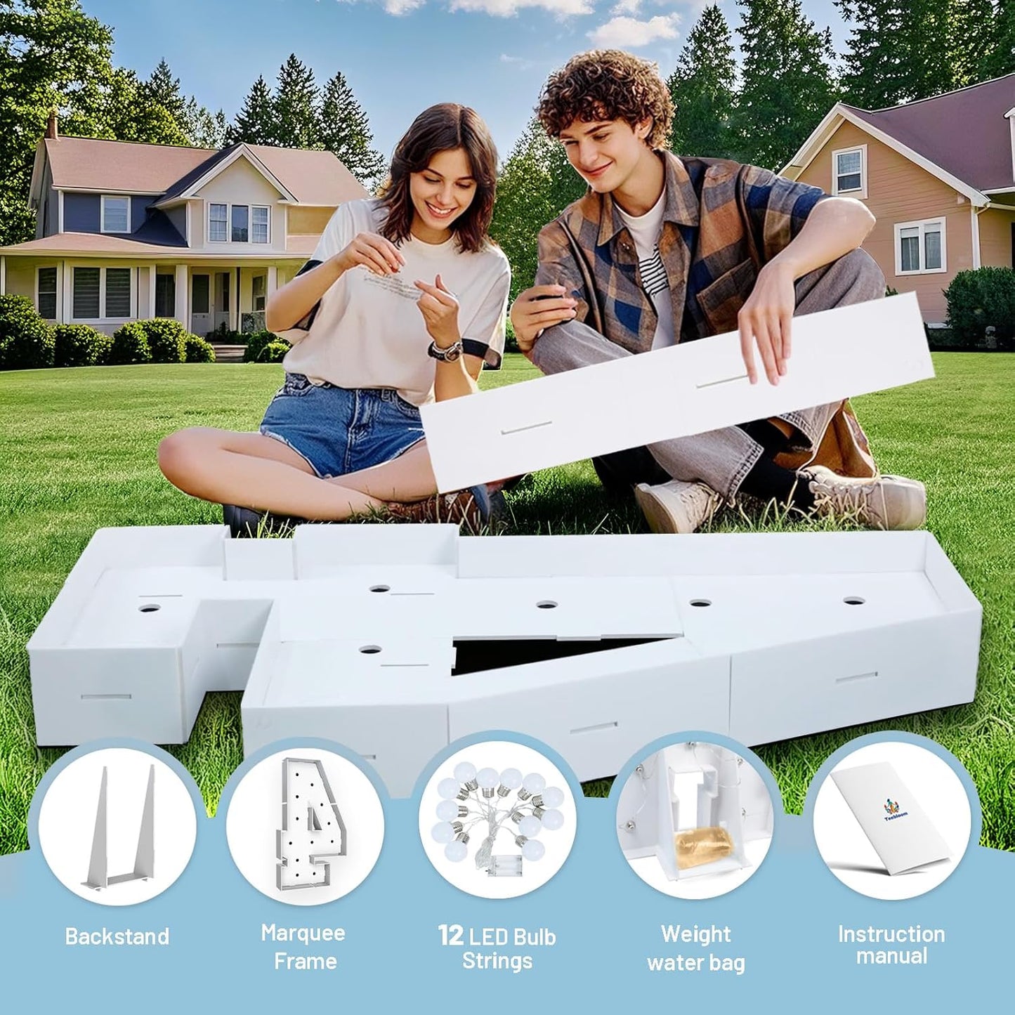 4FT Marquee Light Up Numbers 4,Party Decoration Large Marquee Light Up Letters with Weighted Water Bag,Pre-cut Foam Board Set Can Be Used for Birthdays,Weddings,Baby Anniversaries