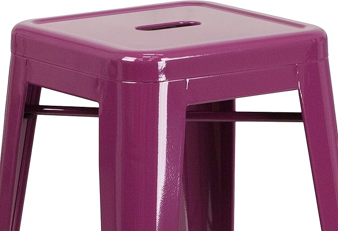 Flash Furniture Commercial Grade 30" High Backless Purple Indoor-Outdoor - Image 7
