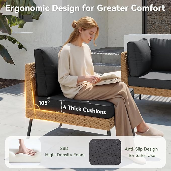 Aoxun 6 Piece Patio Furniture Set, 6 Seats Outdoor Sectional Sofas - Image 3
