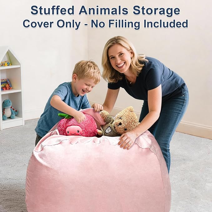 Lukeight Stuffed Animals Storage Bean Bag Chair Cover - Image 2