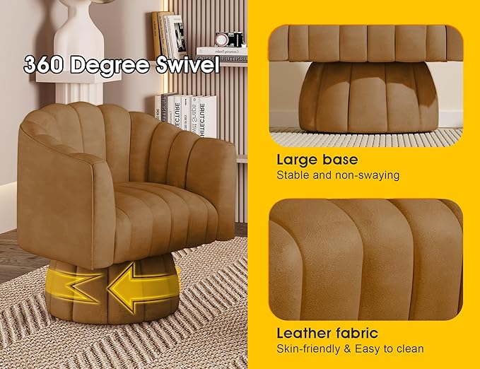 Dewhut Swivel Accent Chair, 360° Swivel Barrel Chair - Image 6