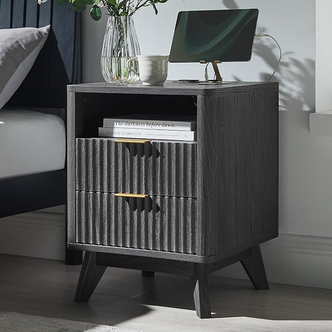 T4TREAM Fluted Nightstand Set of 2 - Image 2