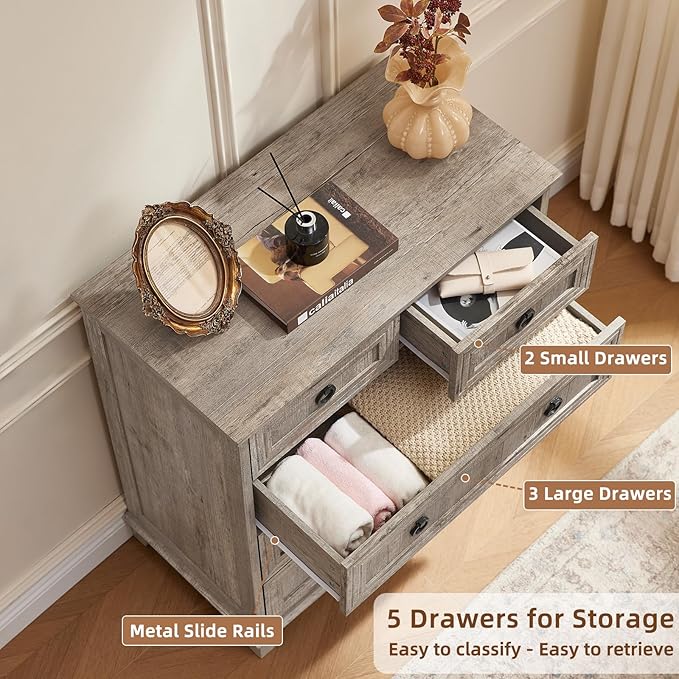 Joaxswe Farmhouse 5 Drawer Dresser - Image 7