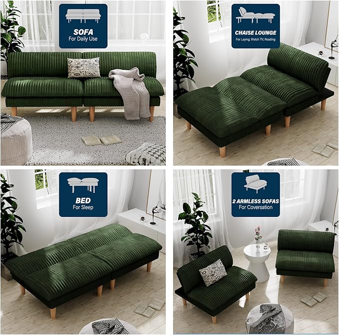 Ribilake 69" Futon Sofa Bed, 4 in 1 Multi-Function Couch Sleeper - Image 5