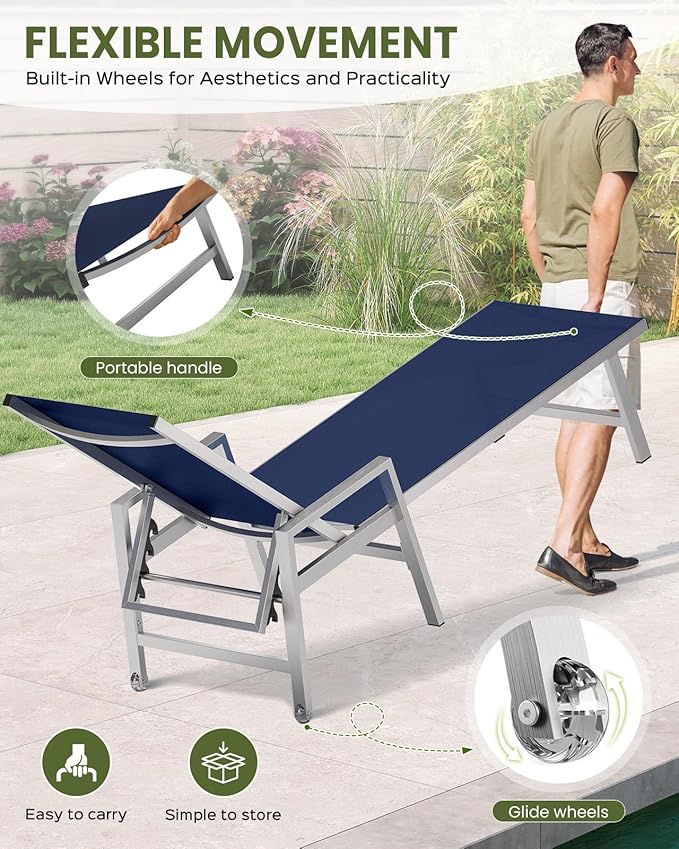 Patio Chaise Lounge Chair Outdoor Set of 2 - Image 5
