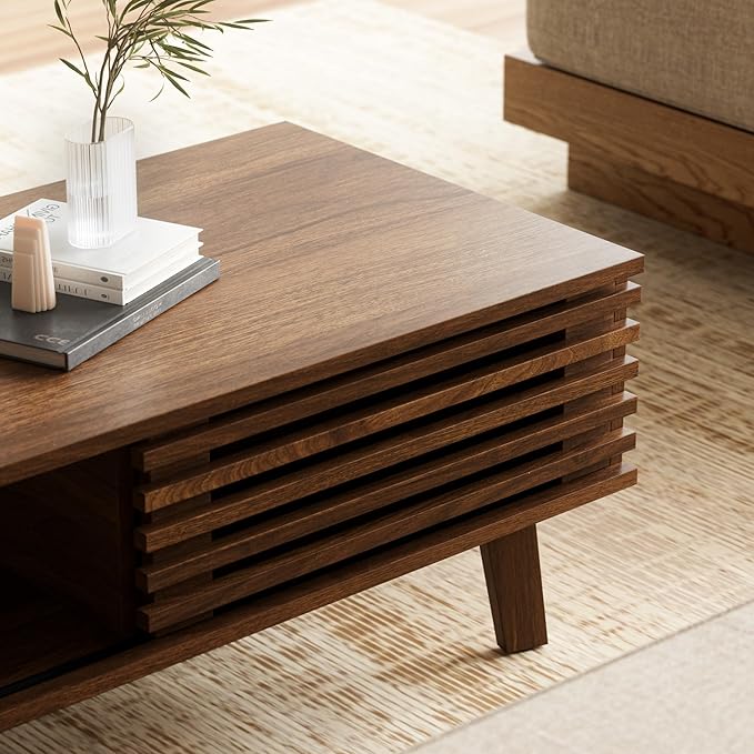 Furniway Living Room Table Sets of 2, Mid Century Coffee Table and TV Stand - Image 5