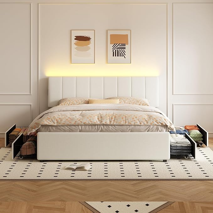 King Size Upholstered Platform Bed - Image 6