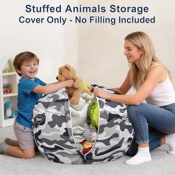 Lukeight Camo Stuffed Animals Storage Bean Bag Chair Cover - Image 2