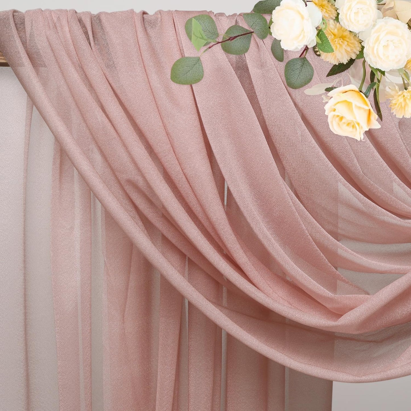 Wokceer Wedding Arch Draping Fabric 2 Panels 28.7" x 20FT Dusty Rose Sheer Fabric Backdrop Arch Draping for Wedding Ceremony Birthday Party Bridal Shower Decoration