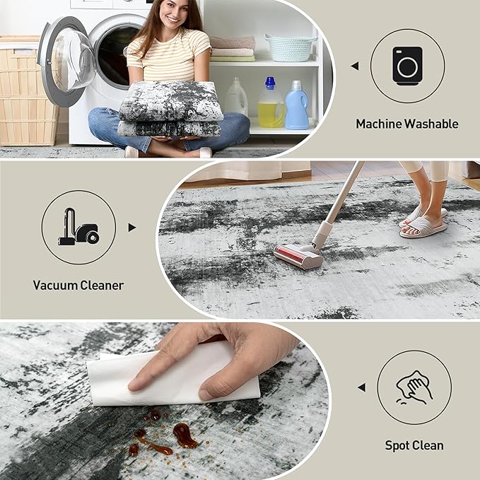 4x6 Area Rugs Washable Rug: Modern Abstract Living Room Rug Soft Anti-Skid Thin - Image 4
