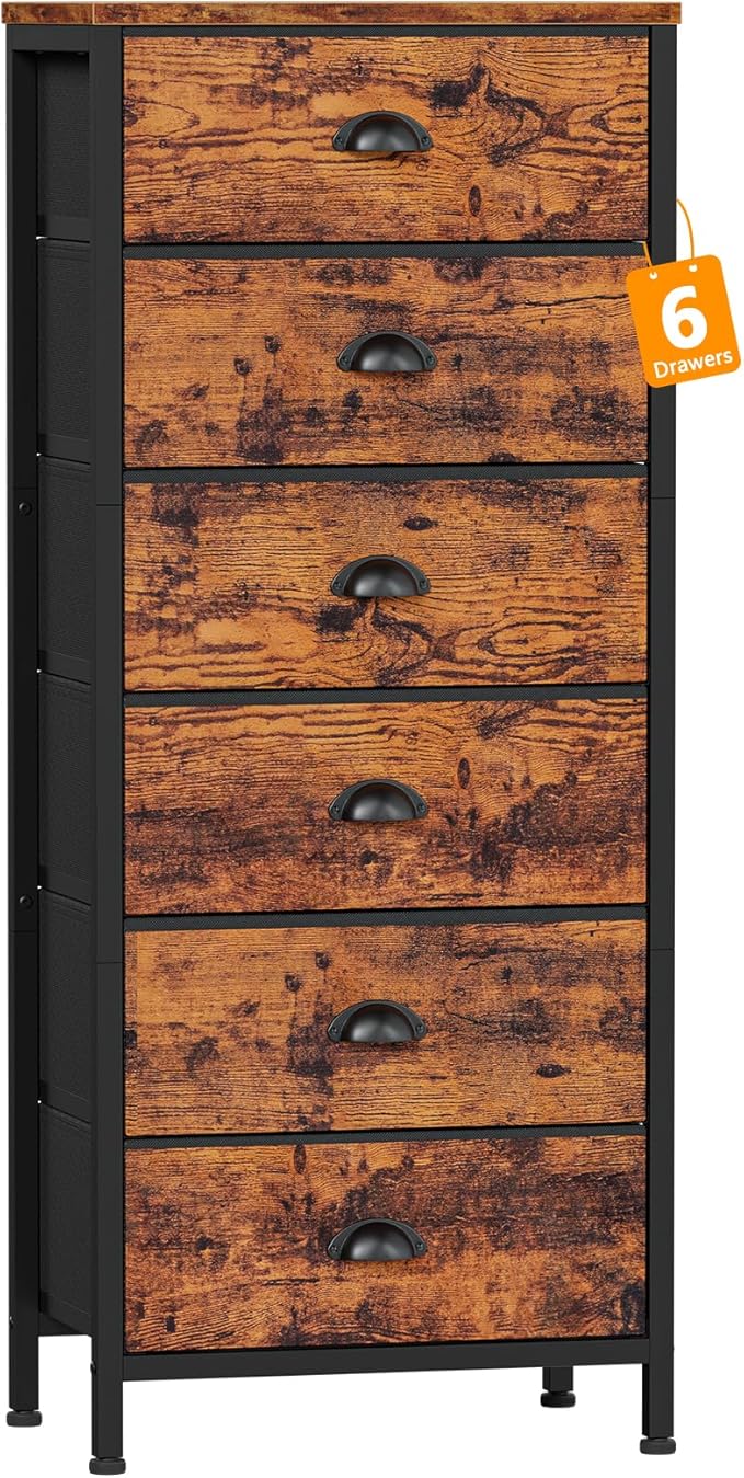Furnulem Tall Dresser with 6 Drawers, Vertical End Table and Nightstand - Image 9