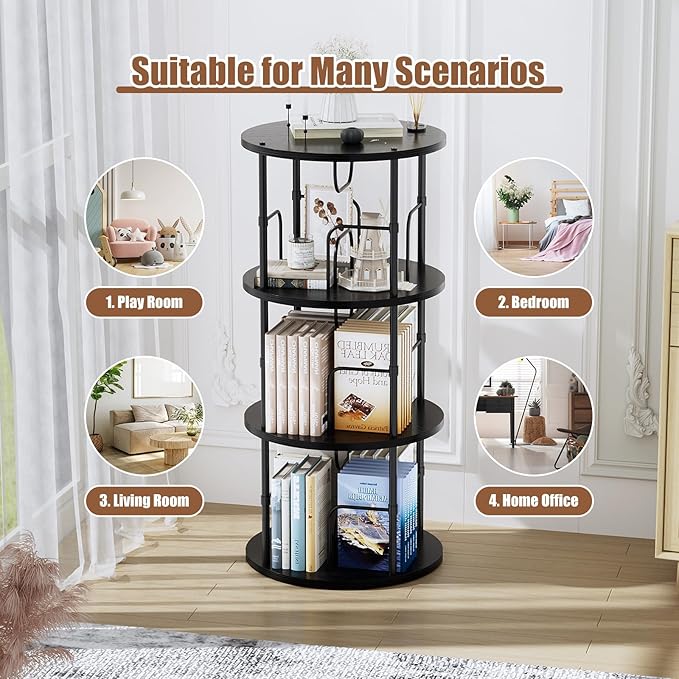 ALLSTAND Rotating Bookshelf, 3 Tier Round Revolving Bookcase - Image 7