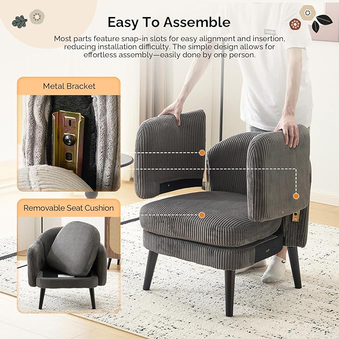 VINGLI 30.3" Wide Modern Barrel Accent Armchair - Image 5