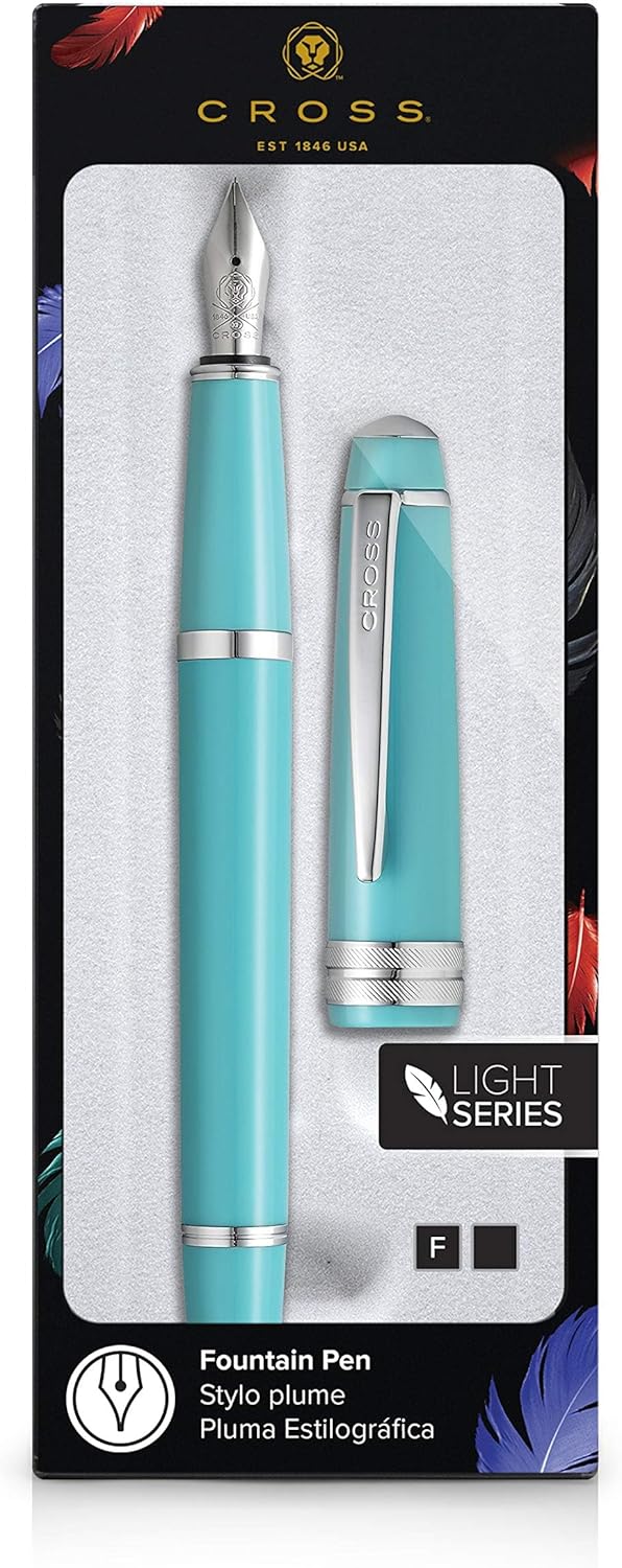 Cross Bailey Light Refillable Fountain Presented in a Everyday Gift Box - Medium Point, Black Ink, Polished Teal