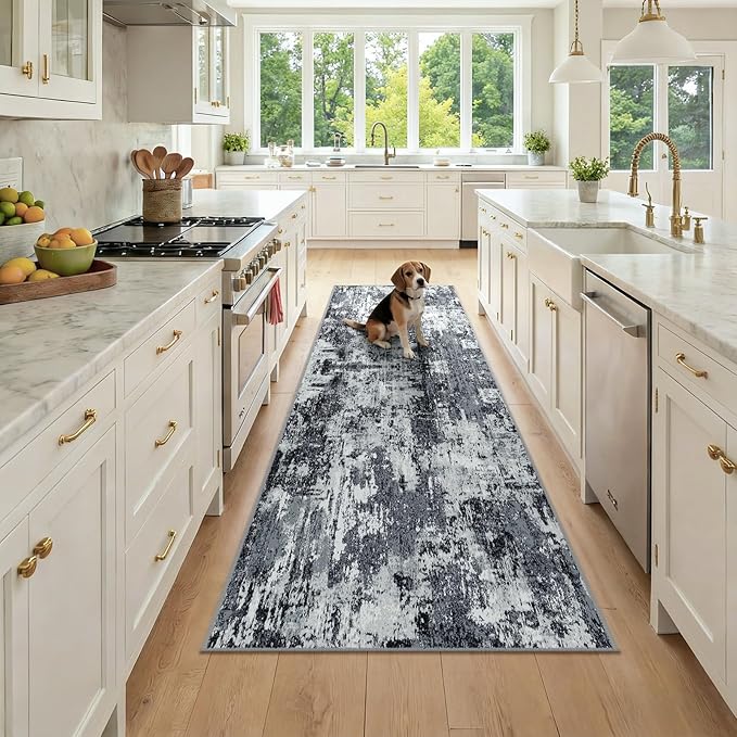 RELEANY Washable Area Rugs 2'6"x8 Non-Slip Modern Abstract Soft by RELEANY