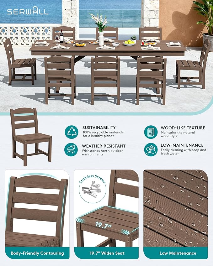 SERWALL 9 Piece Outdoor Dining Set - Image 3