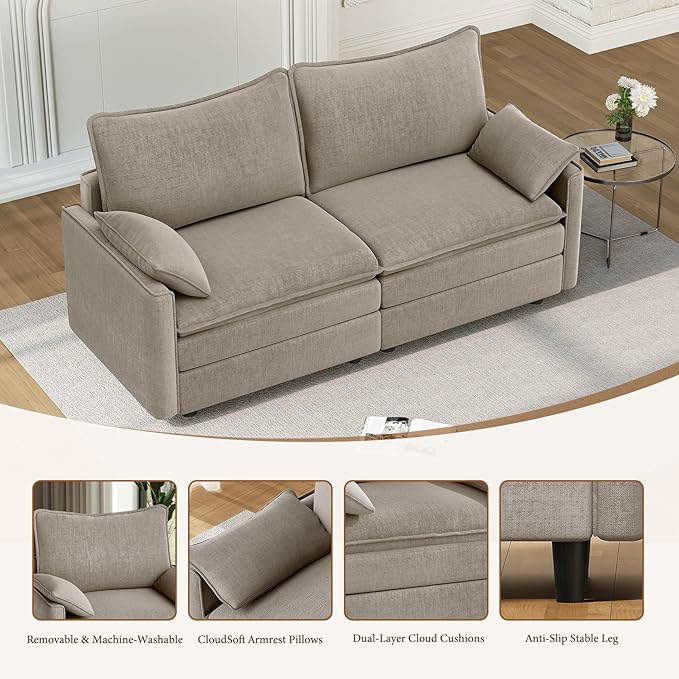 Vesgantti 74" Loveseat Sofa for Living Room, Comfy Cloud Couch Deep Seat - Image 4
