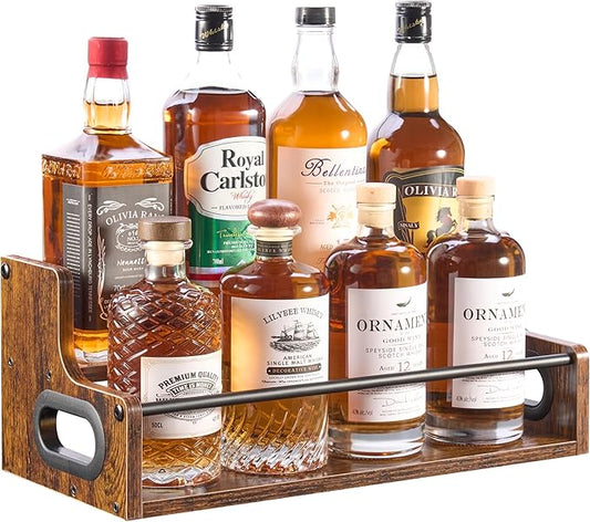 YQBRAO 2-Tier Liquor Bottle Display Shelf, Coffee Syrup Rack Organizer by Unknown