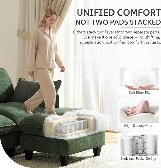 Ihanherry 139" U-Shaped Modular Sectional Couch, Oversized Cloud Sofa - Image 4