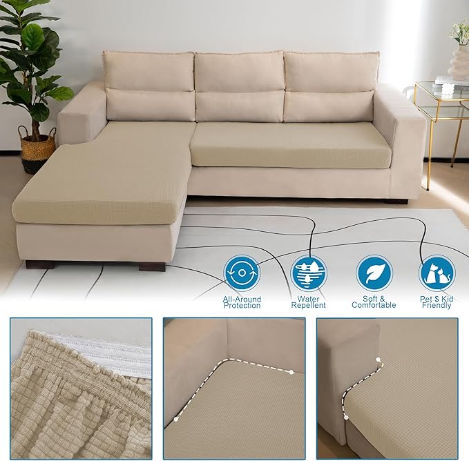 Water Repellent Couch Cushion Cover Loveseat Cover, Stretch Sectional Sofa Seat - Image 5