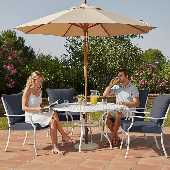 Summsun Patio Chair Cushions Set of 4, Water Resistant Backrest Pillow and Seat - Image 2