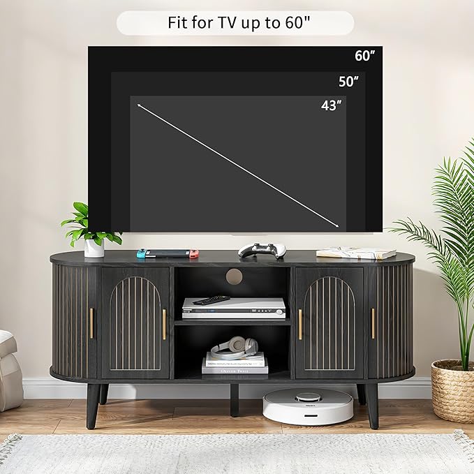 51" Fluted TV Stand, Mid-Century Modern Entertainment Center - Image 5