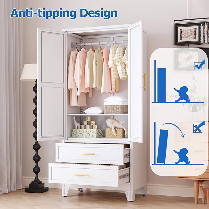 GAIOUS Steel Armoire Wardrobe Closet - Image 7