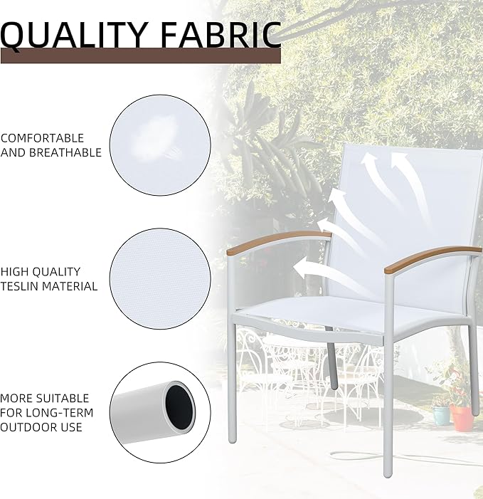 Shintenchi 3 Pieces Patio Bistro Sets, Outdoor Textilene Fabric Conversation - Image 2