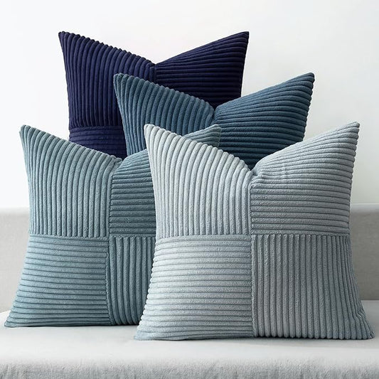 MIULEE Dusty Blue Navy Farmhouse Throw Pillow Covers 20x20 Inch Set of 4 Boho by MIULEE