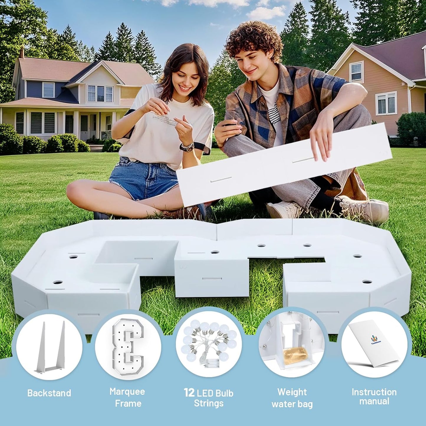 4FT Marquee Light Up Numbers 3,Party Decoration Large Marquee Light Up Letters with Weighted Water Bag,Pre-cut Foam Board Set Can Be Used for Birthdays,Weddings,Baby Anniversaries