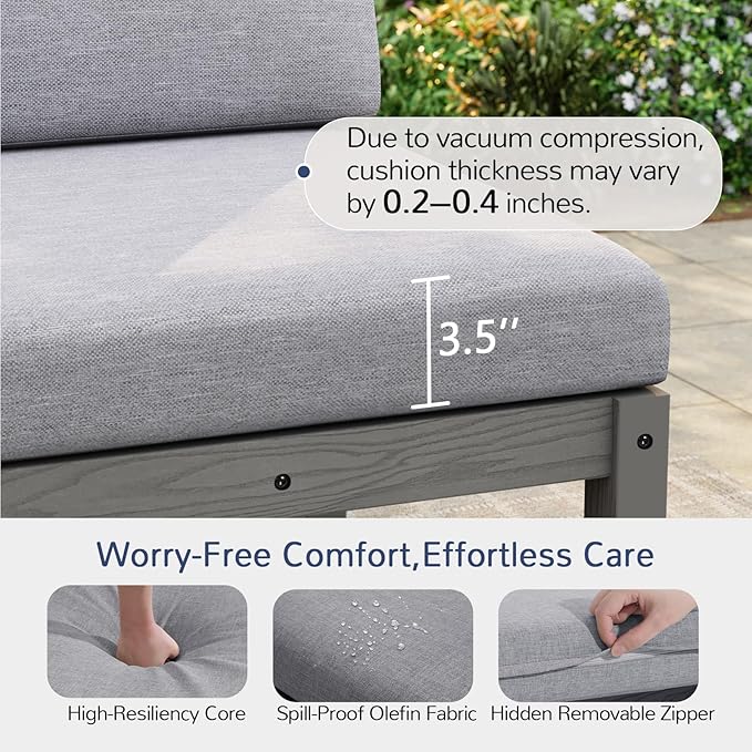 Stoog 11-Piece Patio Conversation Set, 9-Seats U-Shaped Modular Patio Sofa Set - Image 8