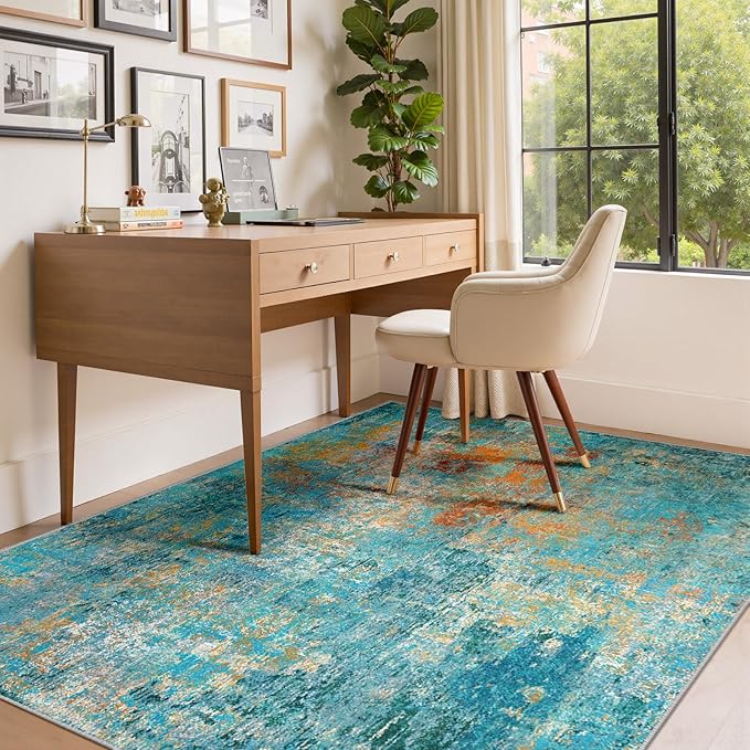 RELEANY Washable Area Rugs 9'x12' Non-Slip Modern Abstract Soft - Image 4