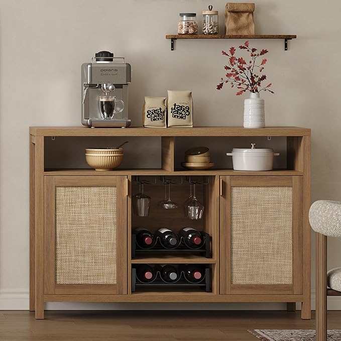 SICOTAS 51" Coffee Bar Cabinet Bar Cart - Image 4