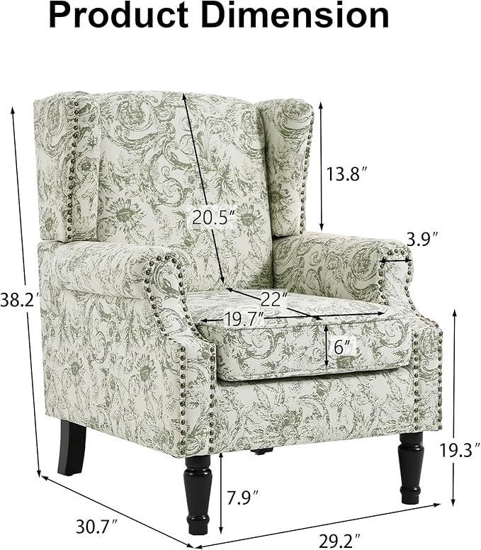 Pia Ricco Set of 2 Floral Accent Chairs, High Back Upholstered Armchairs - Image 2