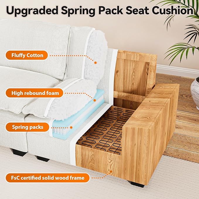 mestyl 36.6 in Modular Sectional Sofa Couch Comfy Ottoman - Image 5